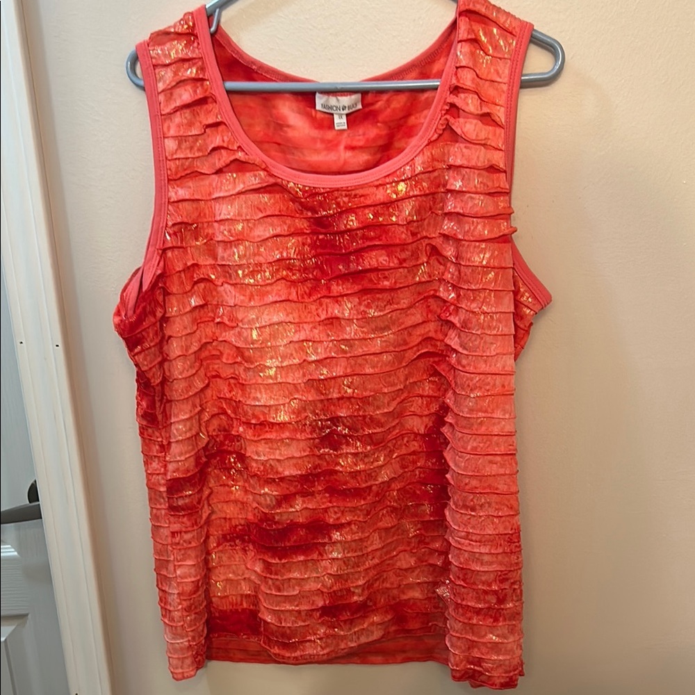Fashion Bug Red Sleeveless Ruffled sparkly Tank Top